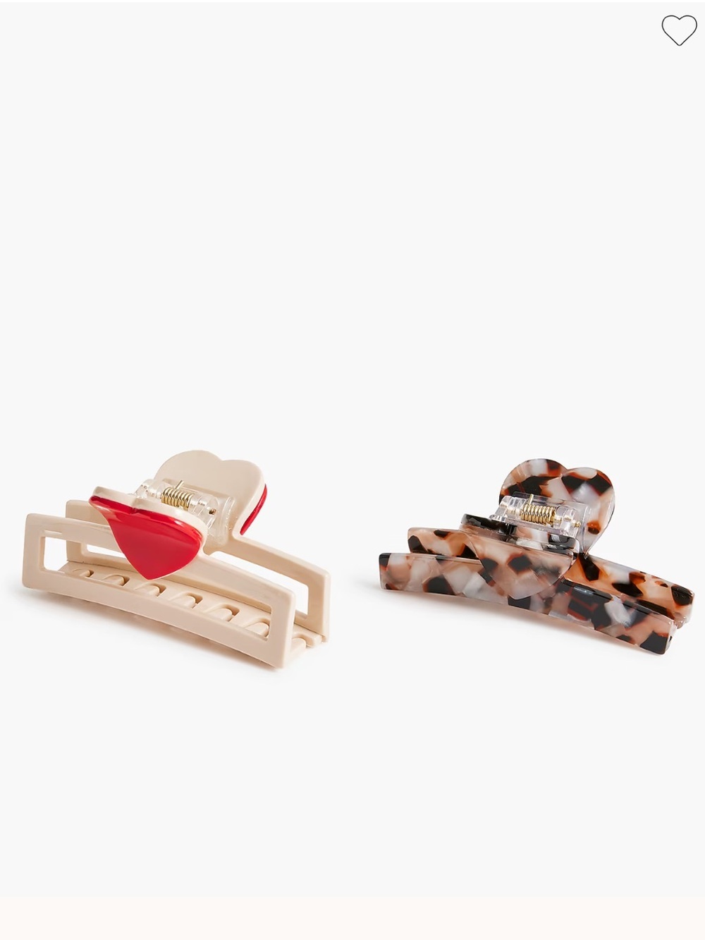 NWOT j crew Tortoise heart claw clips set-of-two